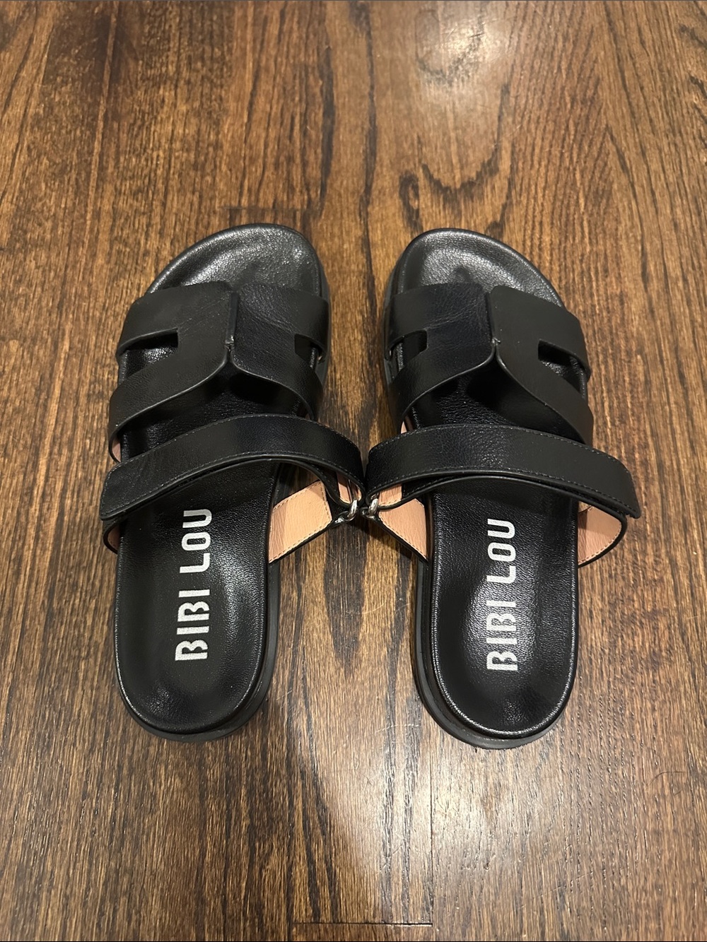 Bibi Lou Black Leather Slide Sandals